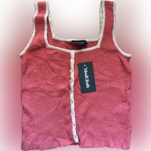NWT M ModCloth Pink Women's Boucle Tank Top